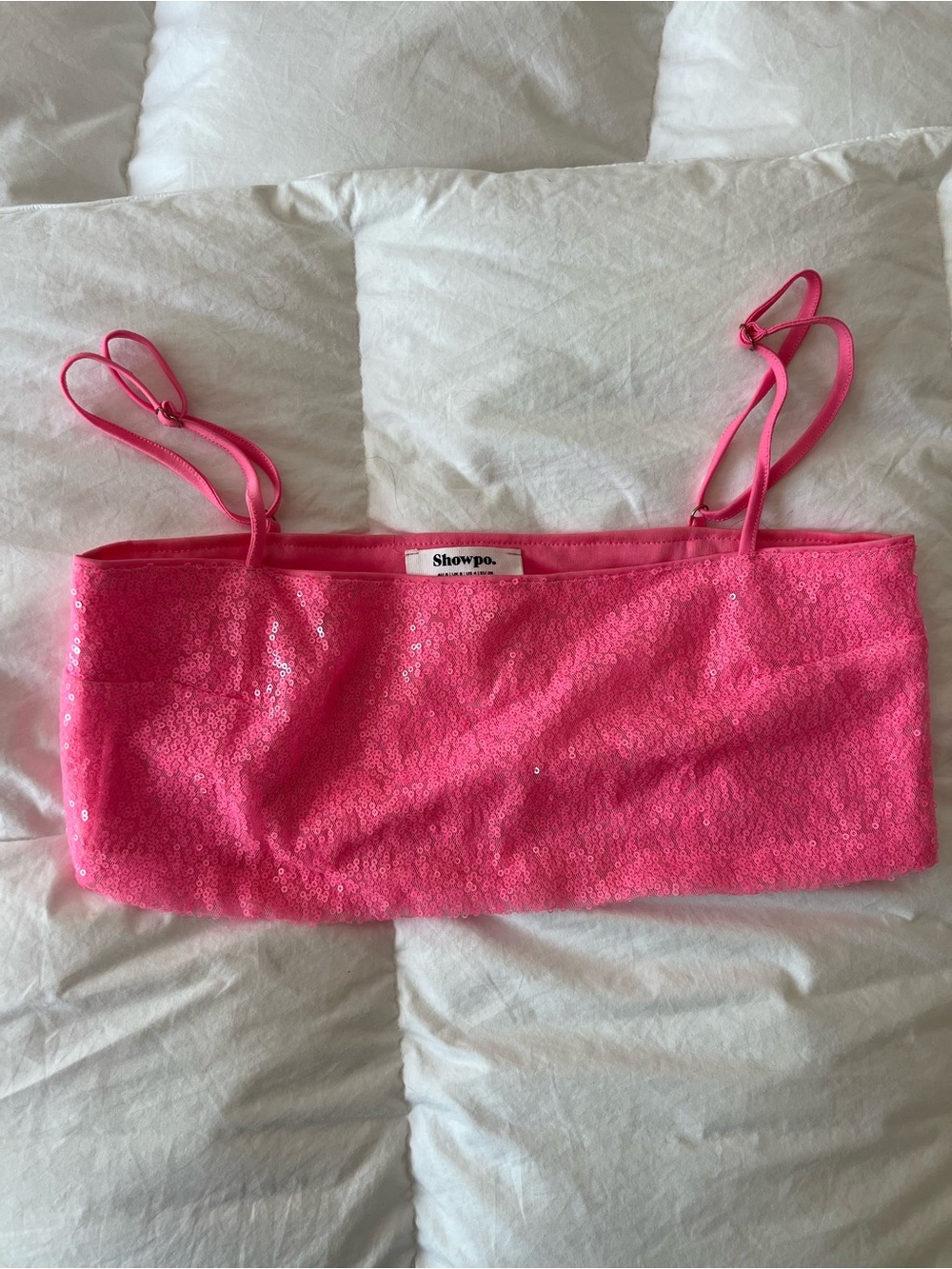Showpo Pink Sequin Bandeau Top